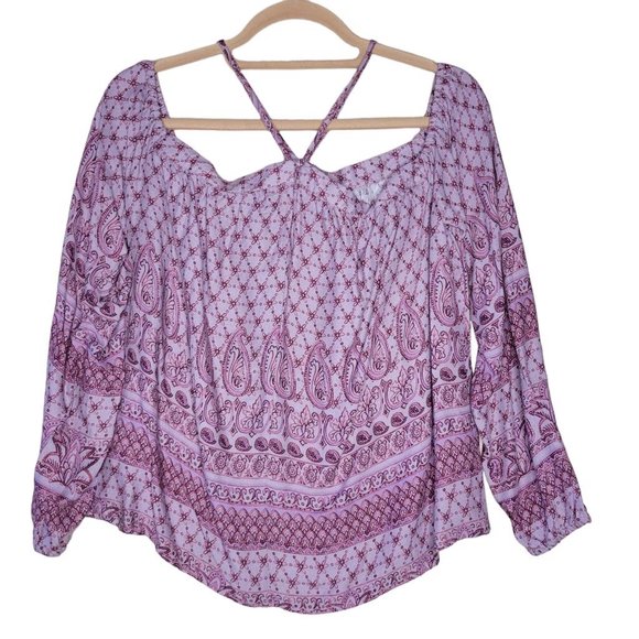 Aeropostale Burgundy Peasant Top Neck Strap Detail Women Sz S - Picture 2 of 8